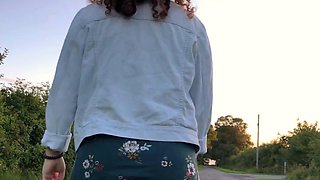 SLUT FLASHES ASS AND PUSSY IN PUBLIC