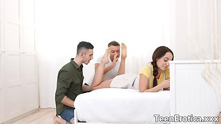 Surprising Slutty Teen Natali Ruby with Two Cocks for Each Hole