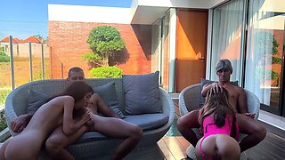 Two Couples Fucking Outside At Home Swimming Pool Party