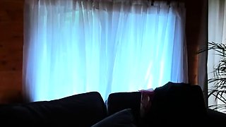 Brunette amateur babe strips off and masturbates