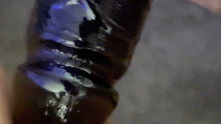 Girlfriend taking toy whilst sucking my cock