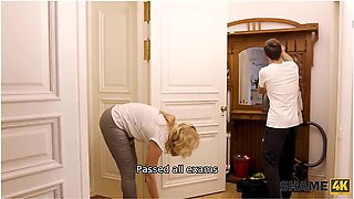 Guy Follows Stepmothers Friend And Fucks Her In The Bathroom