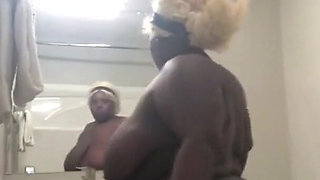 Spreading My Pussy Pissing in Hotel Bathroom Floor