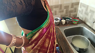 Married women Hot sex while cooking in kitchen