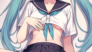Hatsune Miku fucking her tight pussy