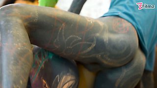Tattooed Couple Takes Pornstar with Big Tits in Threesome - BJ, Facial Cumshot, Rimming