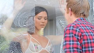 Brazzers - Ruby Sims Teases The Window Cleaner With Her Lingerie & Body Before Letting Him Fuck Her
