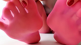 Cute teen girl enjoys foot fetish
