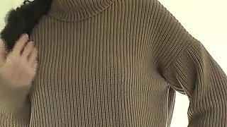 Cum on My Sweater! Lady Victoria Valente in a Thick Turtleneck Sweater