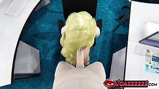 Reiko 3D Hentai - Office Girl Titjob & Tongue Teasing for Big Dick - Sitting Blowjob with Cum Finish