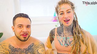 Tattooed pornstar gets filled with huge italian cock and gets covered head to toe in cum - ATM, gapes, big cumshot, deepthroat
