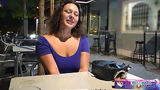 Busty tattooed brunette gets picked up on the street and has her asshole nailed with passion