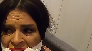 Sexy Latina Tied up and Cleave Gagged Wearing Latex and High Heels!