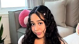 Brunette solo darling masturbating at home