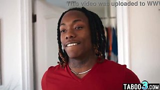 Ebony lesbians Ameena Green and Destiny Mira share a big black cock with their BBC friend