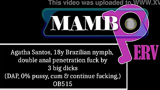 Agatha Santos, 18y Brazilian nymph, double anal penetration fuck by 3 big dicks (DAP, Anal, 0% pussy, cum & continue fucking, 3on1, teen 18 ) OB515