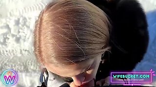 Amateur Blonde MILF Wife Fucked Hard in Car on Highway - Homemade Creampie Sex in Dress