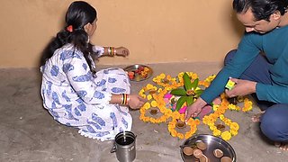 Indian Puja Bhabhi delivers intense sensual diwali hardcore blowjob pleasure