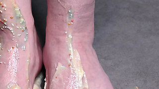 Asmr Creamy Pudding Foot Smash Thick Pudding and Sprinkles