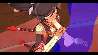Genshin Impact Hentai - Xinyan Handjob and Blowjob - Japanese Asian Manga Anime Film Game Porn