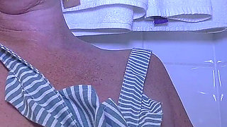 POV Stepmom Cleaning in Apron and Rubber Gloves