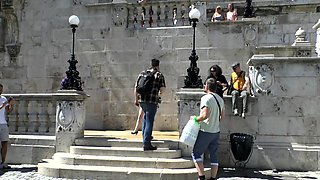 Amateur teen flashing and public nudity of blonde