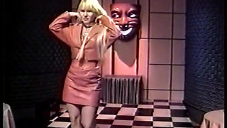 Blondie gets horny and fucks her holes with two dildos