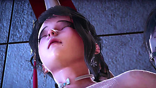 B030 Domination by Two Queens, Domination, Restraint Rack, Cumshot