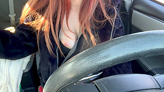 Car Ride with Italian Hot Big Tits MILF Artemisia Love Driving Around and Showing Her Juicy Boobs