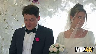 VIP4K. Hot bride is having a rough sex with a master of ceremonies, guests are shocked
