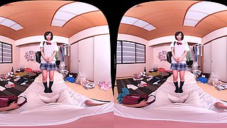Japanese Student Fantasy Unfolds in Virtual Reality Seductive Play