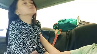 Step sister sucked my dick in car while parents were shopping