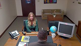 Head teacher enjoys big tits and ass at his office