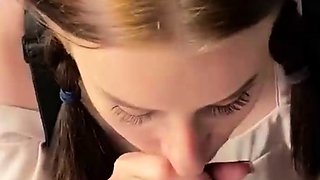 The schoolgirl sucked the tutor dick after the lesson -