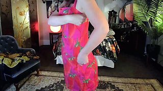 Busty curly brunette with big boobs fucks on couch