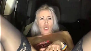 Stream Live in the Car Black Stockings and Mini Skirt