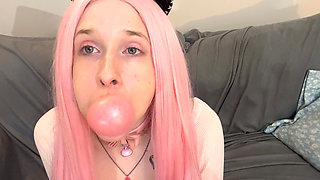 Bratty Bubblegum Slut Blowing Bubbles
