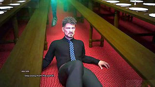 Enthusiastic cartoon ride to climax with wild public action