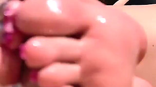 Oily Bare Foot Job by the Pool