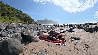 Whispers on a Wind-Kissed Shore Ebony Swan rides white dick...HARD