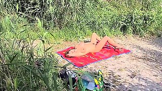 Outdoor sex for three with a curvy German-Turkish woman