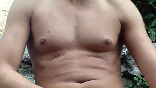 Cumshot in a public garden