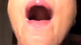 Amateur Girl Swallows Huge Load on Webcam