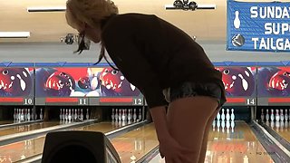 Amateur Blonde Maia Davis with Tattoos Go Bowling