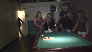 Hot College Lesbians Fucking Over Pool Table