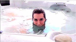 Bikini Giantess Eats Tiny Man Underwater In Hot Tub