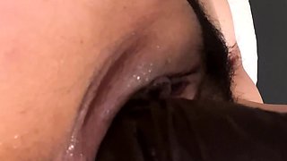 Close up with japanese getting mouth jizzed