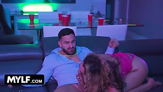 Mylf Labs, Barbie Dracula, Lilly Hall & Mimi Rodriguez get naughty in a cosplay party with big dicks, kissing, and cumshots