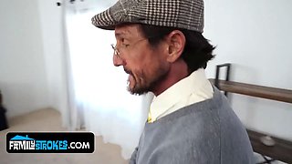 All his step-grandma wants is to get spit-roasted: give her your juicy penises