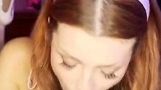 Cute Redhead roomate suprises me with a sloppy blowjob